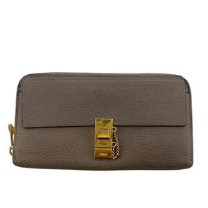 Chloe Turnlock Drew Long Wallet Card Slots Coin Gray